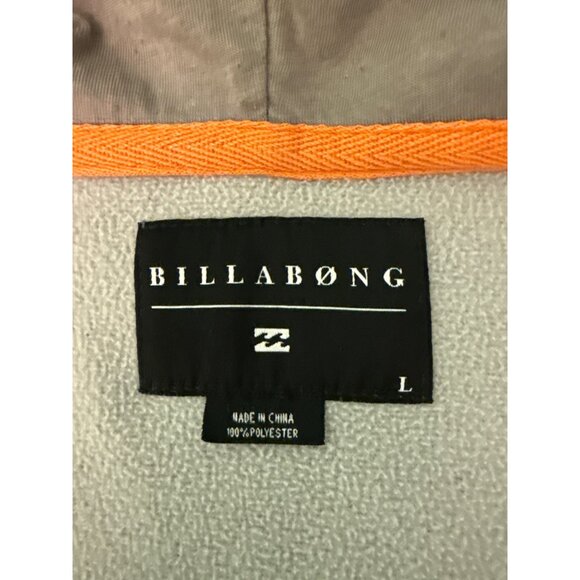 Billabong Mens Gray Hooded Full-Zip Jacket With Orange Accents Lightweight Polye - Picture 8 of 10